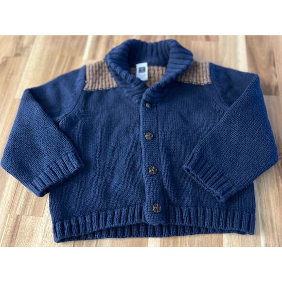 Janie and Jack Baby Cable Knit Shawl Cardigan Sz 12-18 Sweater 100% Cotton - Picture 1 of 7